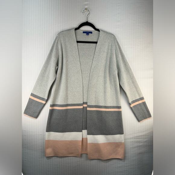 Apt. 9 Long Open Cardigan Sweater Women’s Large Cotton Blend Preppy Academia - Picture 1 of 9